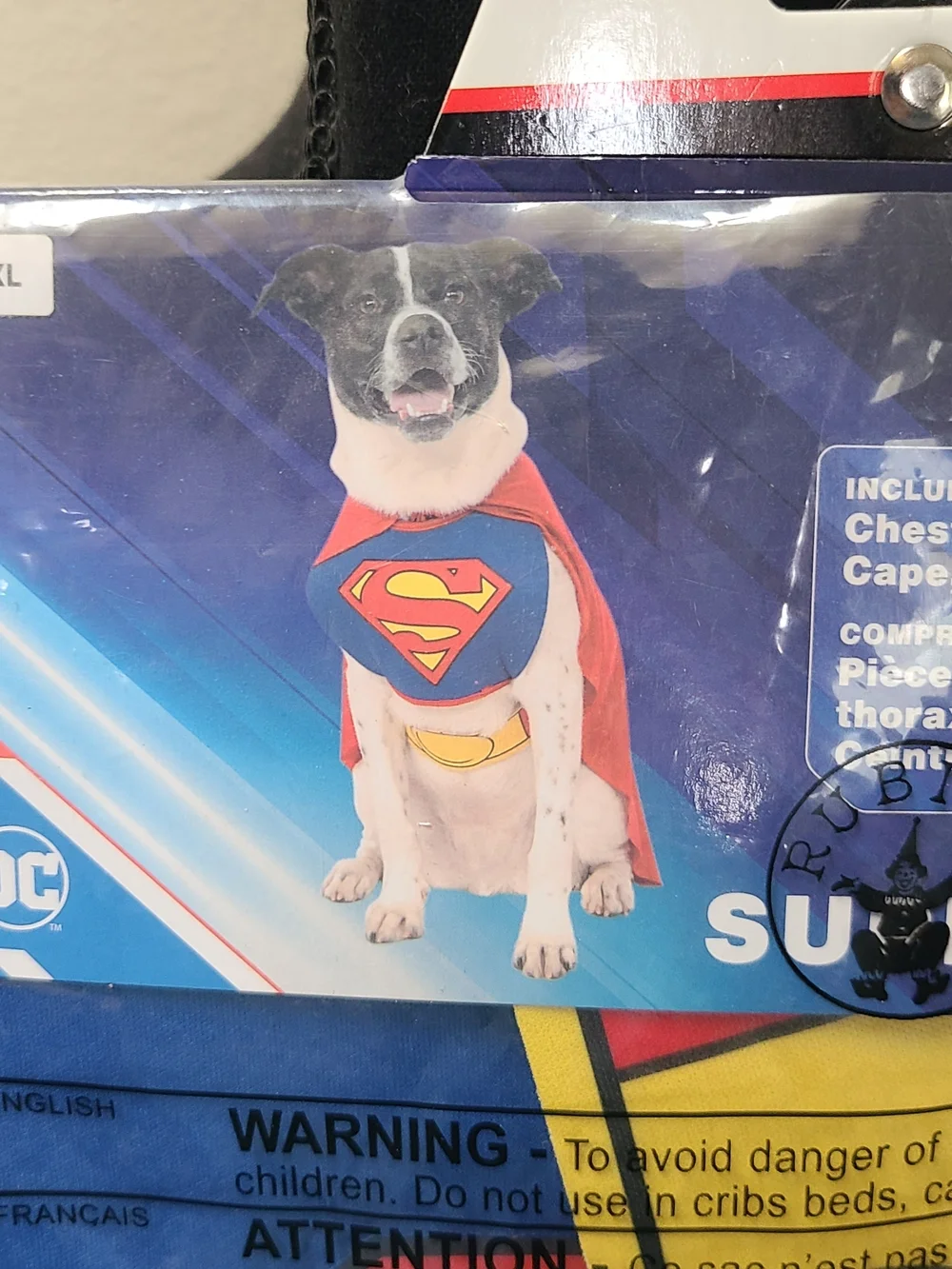 XL DC Superhero Dog Cape and Chest Piece in Red, Blue, Yellow